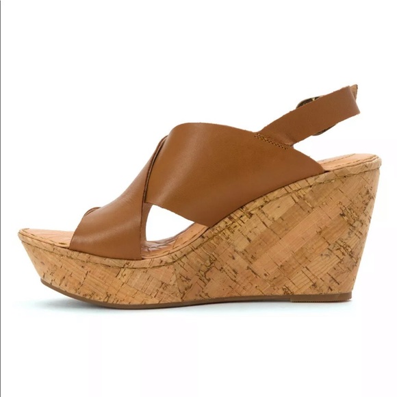 BORN Emmy wedge sandal cork heel open toe buckle - Picture 3 of 8